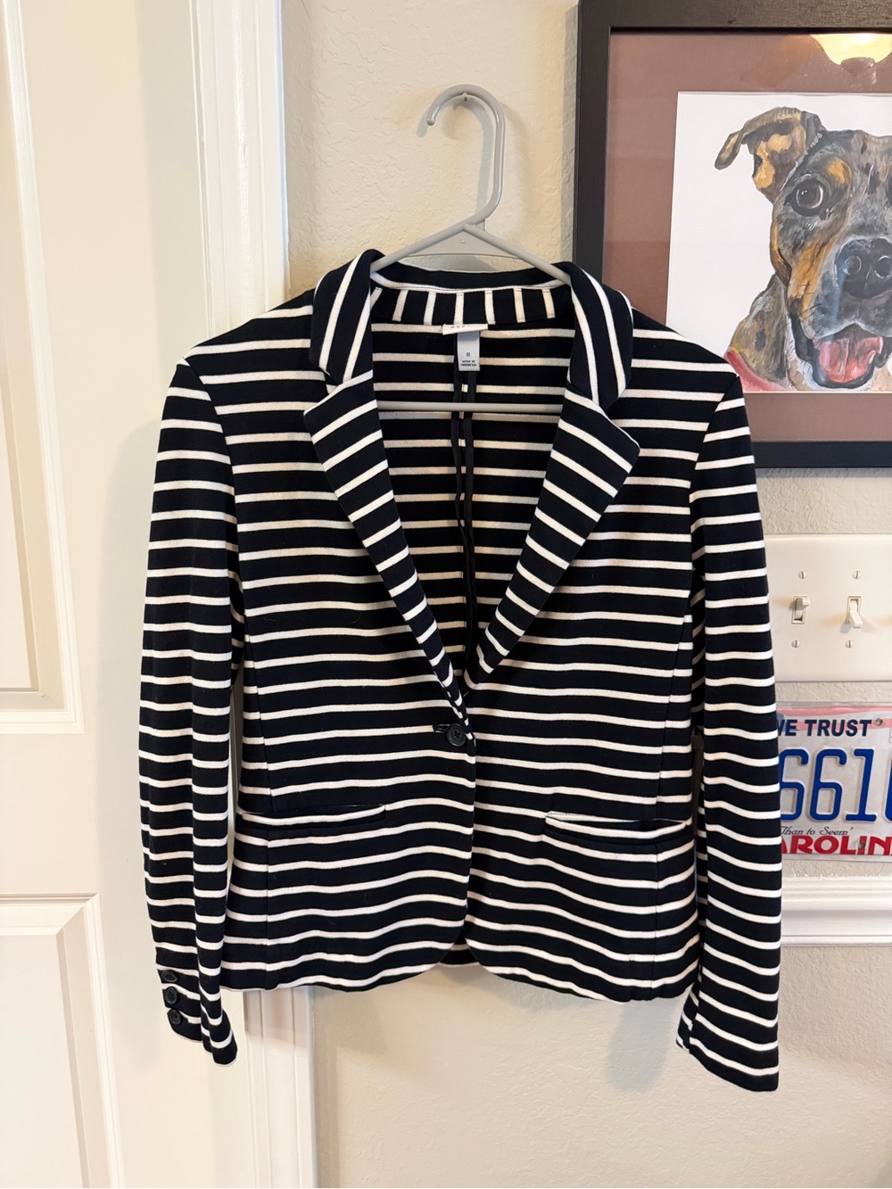 a new day Black and White Striped Blazer